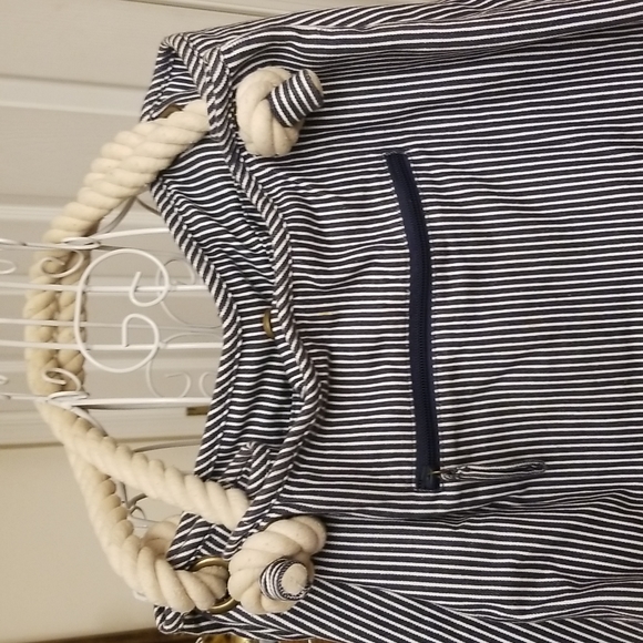 Blue & White striped nautical totes bag - Picture 2 of 10
